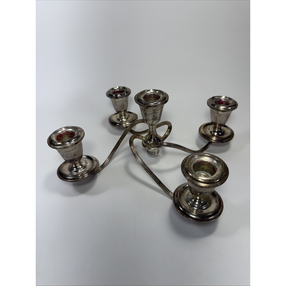 Vintage Sterling Silver Weighted 5 Arm Candle Holder Candelabra 576 Grams